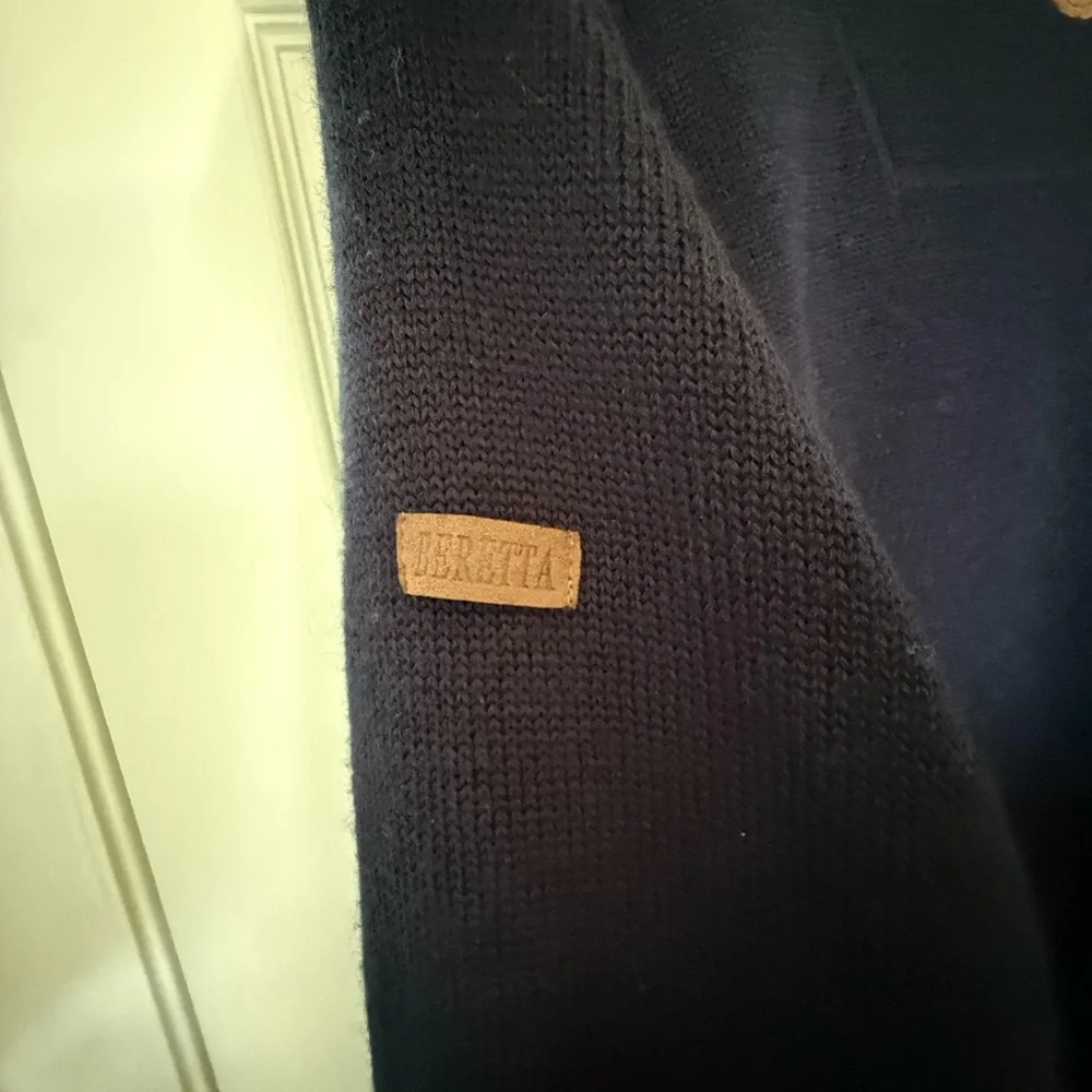 BERETTA Men’s Navy Wool JacketNWOT Sherpa LinenFull Zip Sweater Coat Large - Picture 14 of 17